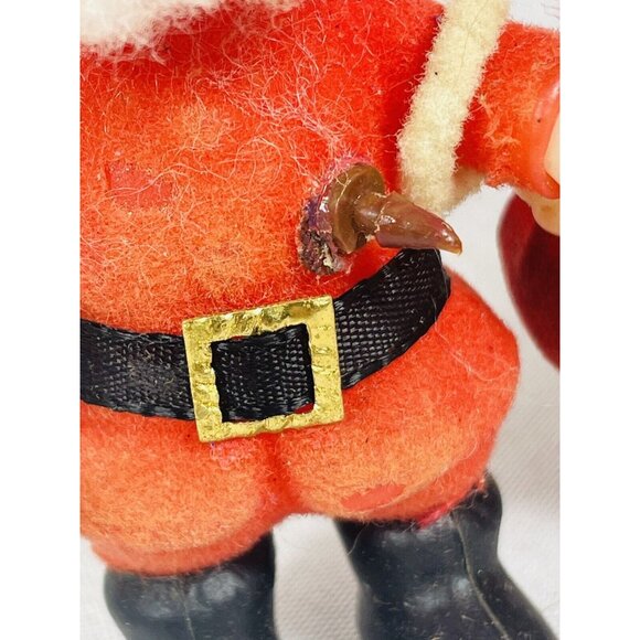 Dopey And Doc Santa Red Flocked Disney Christmas Collectible Ornament Vintage - Picture 4 of 14